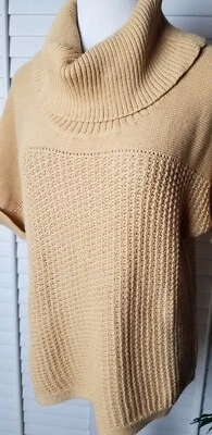 Suéter Coldwater Creek M Pullover Texturizado Capucha Cuello Manga Corta Dorado/Amarillo Foto 1 de 4