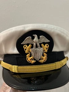 Vintage Bancroft USA Navy Officer Visor Cap 7.5" 1950's - Picture 1 of 4