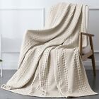 PHF 100% Cotton Waffle Weave Throw Blanket - Washed Soft Lightweight Blanket ...