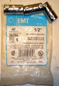 3 piezas. LOTE EMT 1/2" JUEGO DE ACOPLAMIENTOS DE TORNILLOS PARA CONDUCTO ELÉCTRICO 26280 NUEVO - Imagen 1 de 2