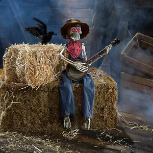 Halloween Express 39 in Animated Skeleton Playing Banjo Decoration - Picture 1 of 3