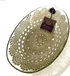 ARTISTIC ACCENTS TURKISH GOLD LACE GLASS OVAL SERVING BOWL (12") BRAND NEW - Picture 1 of 6