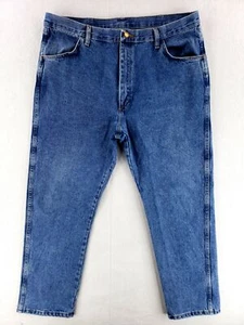 Rustler 40x32 Blue Jeans Classic Stone Wash Faded Work Pants Retro 90s - Picture 1 of 6