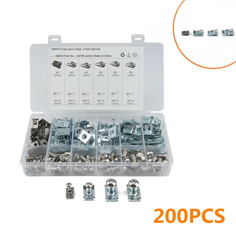 200X M4 M5 M6 Motorcycle Fairing Bodywork Panel Clips U Nut Speed Fasteners Kits - Image 1 of 4