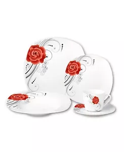 Lorren Home Trends Porcelain 20 Piece Square Dinnerware Set Service for 4 Floral - Picture 1 of 10