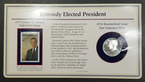 1776-1976-S BICENTENNIAL KENNEDY PROOF HALF DOLLAR 40% SILVER IN ELECTION CARD - Picture 1 of 6