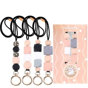 4PCS Teacher Lanyards for ID Badges and Keys Cute Silicone Beaded Lanyard for... - Picture 1 of 7