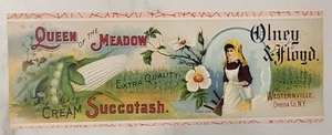 LABEL Can Queen of The Meadow Westernville New York Olney Floyd Cream Succotash - Picture 1 of 1