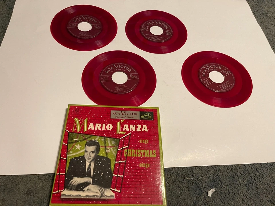 Mario Lanza Sings Christmas Songs 4 x RED vinyl 45 RPM RCA Victor WDM 1649 - Image 1 of 1