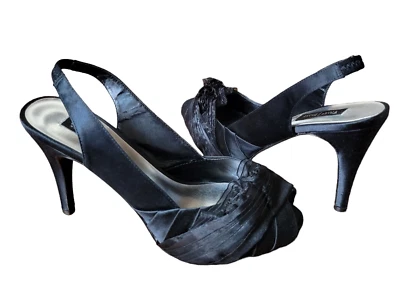 White House Black Market Suri 7.5 M Women's Slingback Peep Toe High Heels Shoes. - Image 1 of 4