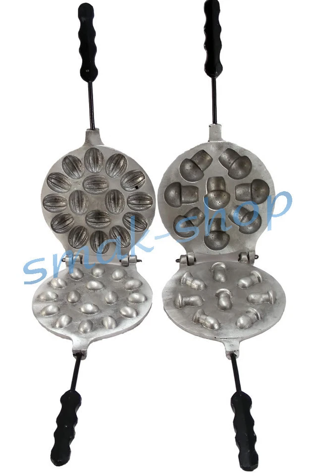 TWO METAL MOLD 16 RUSSIAN ORESHKI + MUSHROOMS + RECIPE! - Image 1 of 1