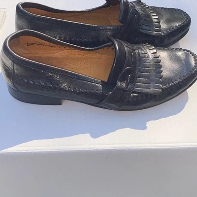 Florsheim 黑色皮革流苏 Kiltie 乐福鞋男式 9.5 D 码 — 第 1/4 张图片