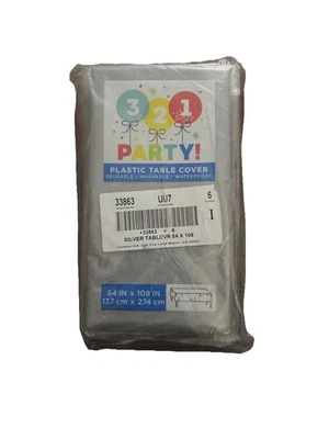 Manteles de plástico plateado reutilizables para fiestas 321. Pack de 6 33863. 54”x 108” Nuevo Foto 1 de 2