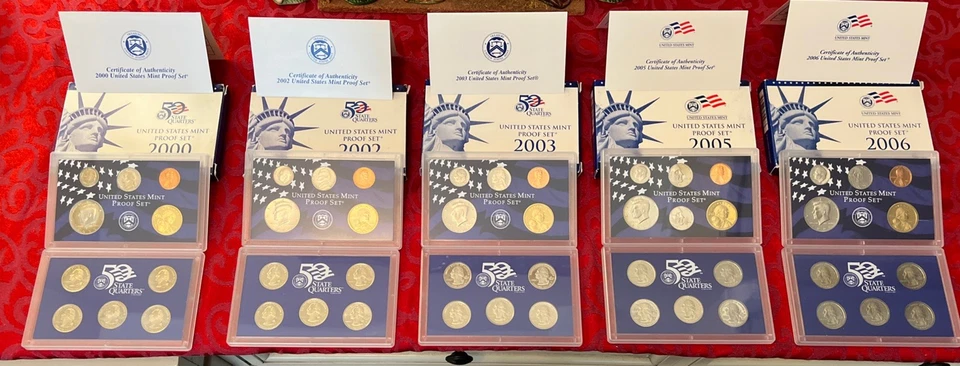 Estate Sale US Mint Proof Set 2000 2002 2003 2005 2006 State Quarter Sets 5 Sets - Image 1 of 4