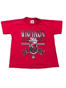 T-shirt bambino vintage anni 90 Signal Wisconsin Badgers taglia small 5/6 - Foto 1 di 6