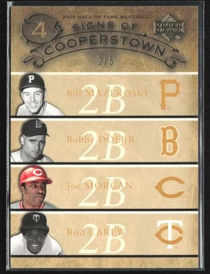 Carew/Morgan/Doerr/Mazeroski 2005 Upper Deck Salón de la Fama Signos Cooperstown/5 Foto 1 de 2