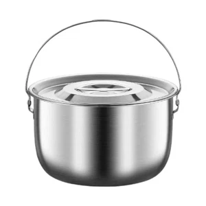 Stainless Steel Camping Pot, Portable Cooking Pot, Multi-purpose Soup Pot with - Bild 1 von 8