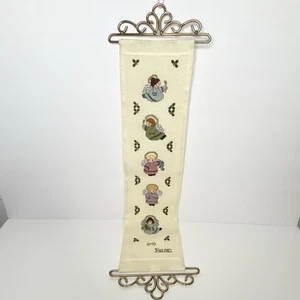 Vintage Engel Kreuzstich Glockenzug Wandbehang mit Messinghänger 80er Jahre - Bild 1 von 4