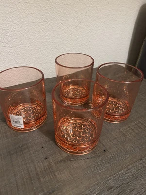Pottery Barn Set of 4 Coral acrylic tumblers New - Image 1 of 3