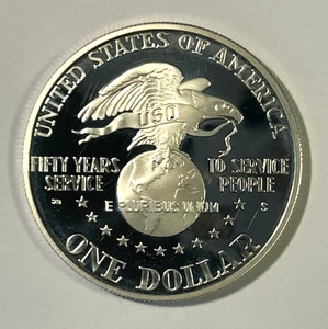 1991s USO 50th Anniversary Commemorative Proof Silver Dollar - 90% Silver - Picture 1 of 4