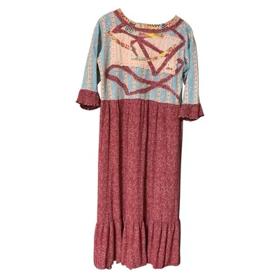 Maxi Vestido Reciclado M L Arte Para Usar Pradera Boho Festival Manga 3/4 Eco Artístico Foto 1 de 4