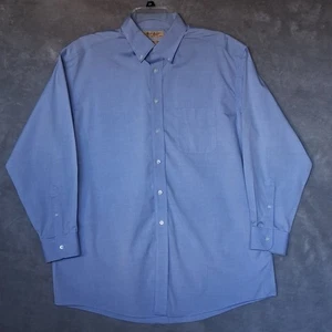 Gold Label Mens Blue Shirt Size 16.5 33 Roundtree Yorke 80's Non Iron Cotton  - Picture 1 of 12
