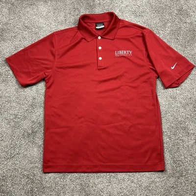 Camisa Polo Liberty University Flames Para Hombre Pequeña Roja Manga Corta Nike DriFit Foto 1 de 4