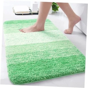 Microfiber Bathroom Rugs, Shaggy Soft and Absorbent Bath Rug, 30" x 20" Green - Picture 1 of 7