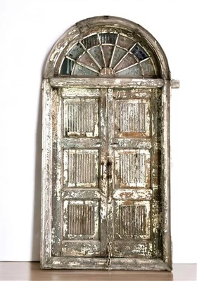 Antique Arched French Double Doors (55x109) European Door with Jamb, S2 - Image 1 of 4