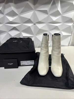 YSL Saint Laurent Jane 90 Z Botines Botas Cuero talla 36 Perla Crema Foto 1 de 4