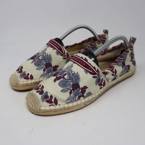 Tory Burch Grosgrain Whipstich Imperial Garnet Wonderland Vine Espadrilles 11 - Picture 1 of 7