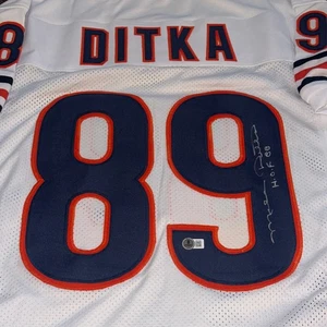 MIKE DITKA Signed Chicago BEARS White Custom Jersey Beckett Auth. (BAS) - Picture 1 of 6