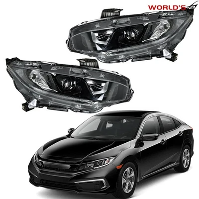 For Honda Civic 2016-2021 Factory Projector Headlight Black Headlamp Right+Left - Image 1 of 4