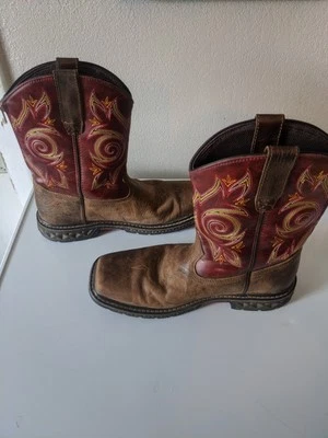Cowboy boots Women's 8 red boho hippie festival whimsy coastal cowgirl 8"  - Image 1 of 4