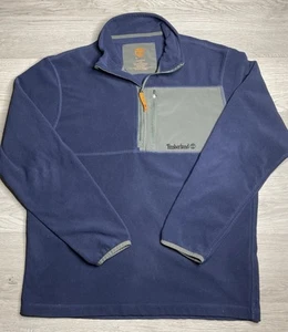Timberland Sweater Mens Large Long Sleeve 1/2 Zip Pullover Fleece Mock Neck Blue - Picture 1 of 6