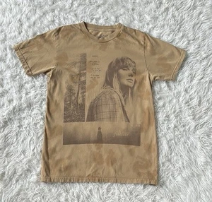 Taylor Swift Folklore Album T-shirt Seven Lyrics Tan Medium Cotton Crewneck  - Picture 1 of 10