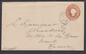 Barbados H&G B1 used 1889 1p Envelope to NANTES, France, 1889 cancel, F-VF - Picture 1 of 2