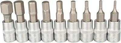 9-tlg Innensechskant 6-Kant 1/4" Stecknuss Bits Satz 2 - 10mm Für Inbus Schraube - Bild 1 von 4