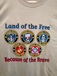Land Of The Free Because Of The Brave Military T-Shirt Shirt - Picture 1 of 1