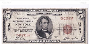 $5 1929 T1 National NEW YORK NY 🇺🇸 Extremely Rare 🇺🇸 Only 7 on Census! 🇺🇸 - Picture 1 of 2