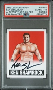 2012 LEAF ORIGINALS ALTERNATE ART KEN SHAMROCK ALTERNATE ART-AU-RED PSA 10 #/5 - Picture 1 of 2