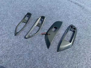 For Toyota Yaris 2020 Car Accessories Chrome Carbon Fiber Glass switch panel LHD - Picture 1 of 8