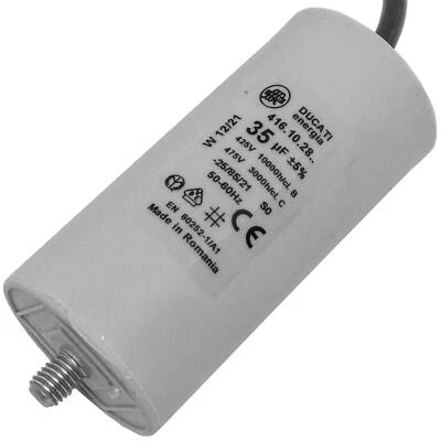 Starting capacitor Motor capacitor 35µF 400V 45x92mm Cable 35cm Ducati 416.10.28