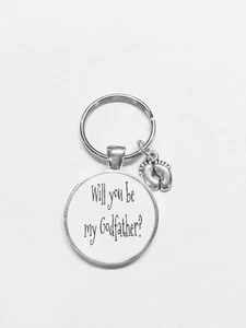 Schlüsselanhänger Pate Will You Be My Godfather Baby Füße Vatertag Geschenk  - Bild 1 von 1