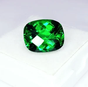 Piedras preciosas sueltas granate tsavorita natural 10 quilates certificado corte cojín G0019 - Imagen 1 de 10