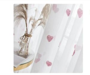 Vorhang Gardine Kinderzimmer Mädchen Prinzessin mit Universalband Bestickt Herz