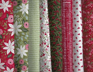 Moda Lella Boutique Christmas Berry & Pine Cotton Quilt Fabric 8 Fat Quarters - Picture 1 of 1