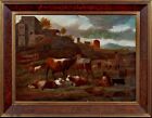 Large 17th Century Dutch Italianate Old Master Cattle Sheep Cows Landscape 