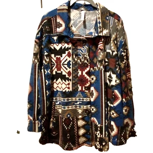 Zenana Outfitters Shirt Aztec Southwestern Cozy Waffle Knit Women's Size 2X - Picture 1 of 15