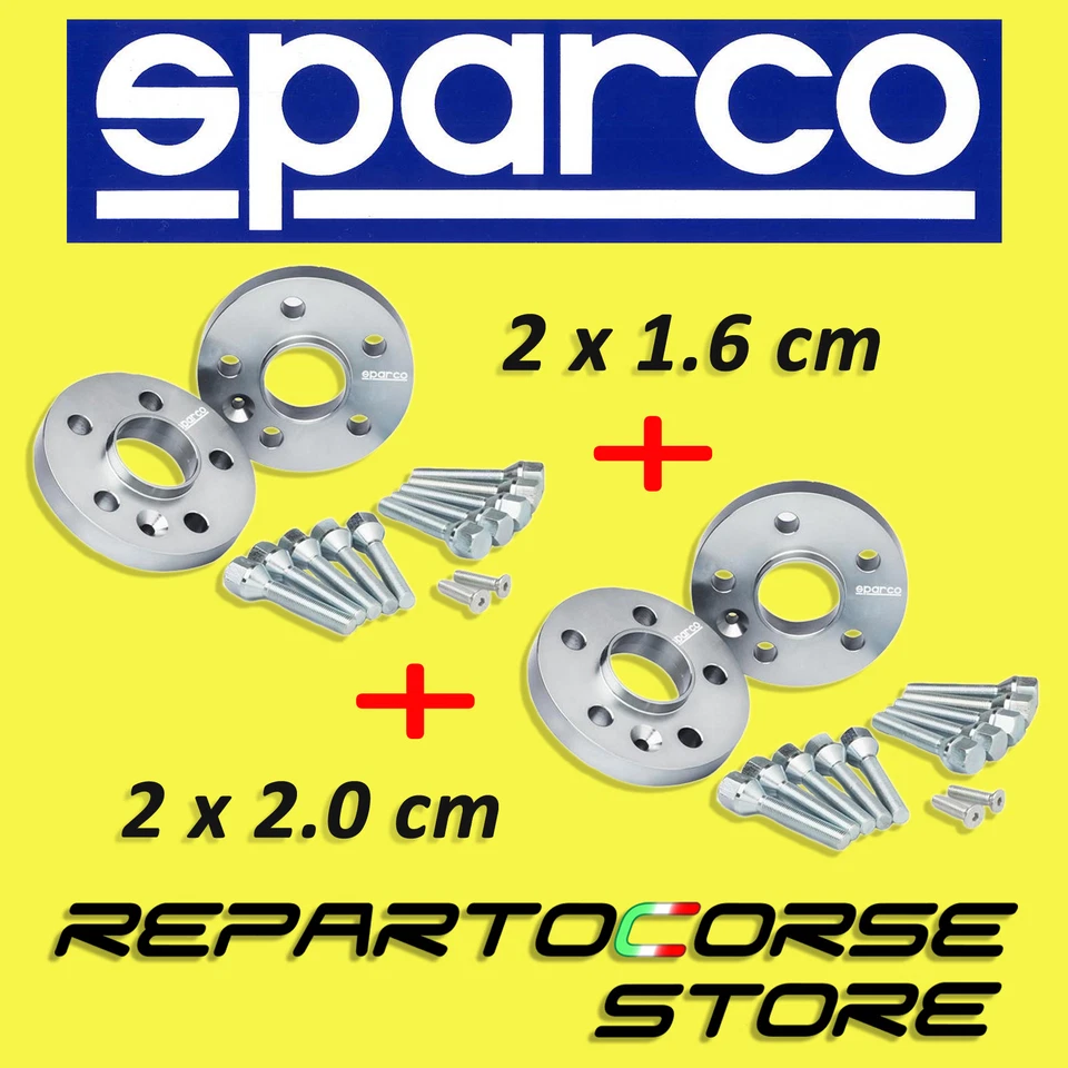 DISTANZIALI SPARCO 16 + 20mm PEUGEOT 106 205 206 207 307 308 -CON BULLONI CONICI - Image 1 of 1